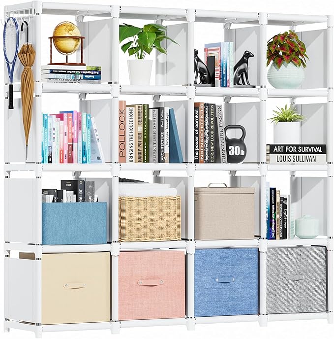 Mavivegue Book Shelf, 16 Cube Storage Organizer, Metal Cube Bookshelf, DIY by Mavivegue