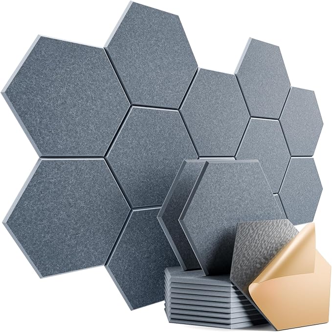 12 Pack Self-Adhesive Acoustic Panels 12" X 10" X 0.4" by Dailycooper