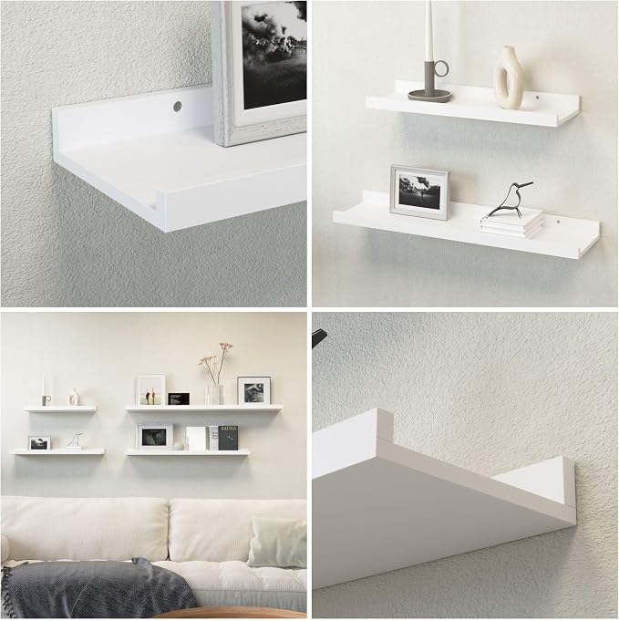 Boswillon 70.9 Inches Long Floating Shelves, 2 Set White Wall Shelf - Image 5
