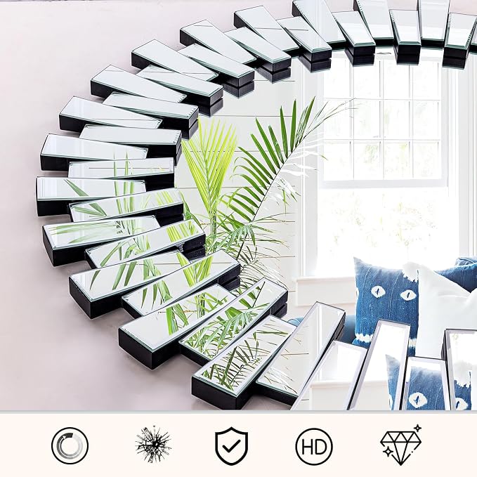 Chende Round Mirrors for Decor, Frameless Circle Mirror for Living Room - Image 3