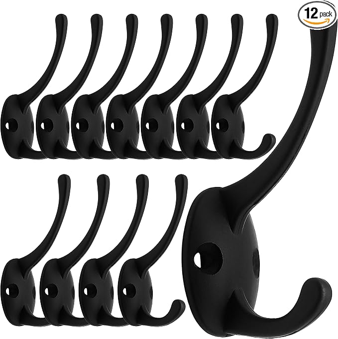 IBosins 12 Pack Black Coat Hooks Wall Mounted by IBosins