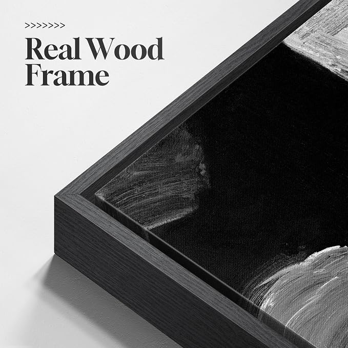 Large Framed Black and White Gray Abstract Wall Art - Image 5
