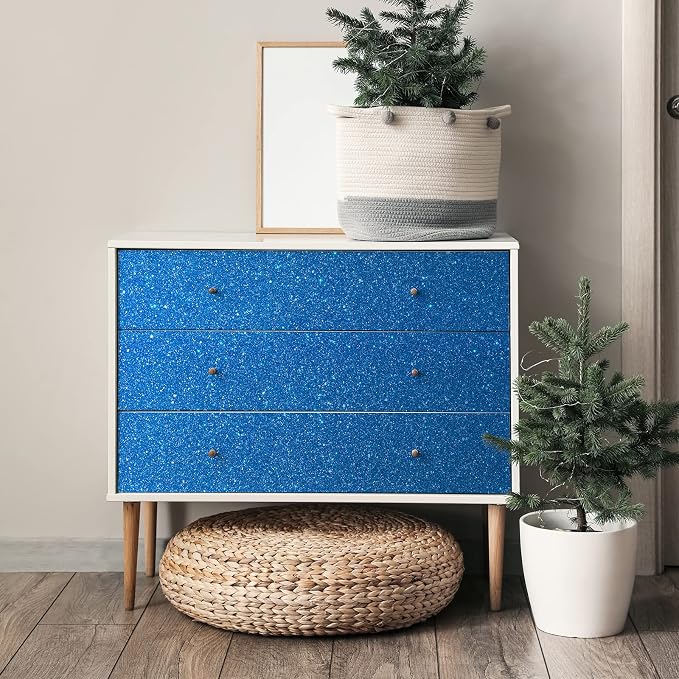 CRE8TIVE Blue Glitter Wallpaper Border Fabric Glitter Wallpaper Stick and Peel - Image 5
