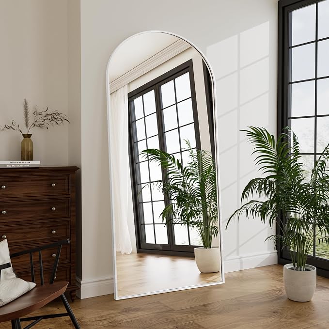 Rowjut Large 76"x34" Arched Full Length Mirror White Floor &Standing - Image 5