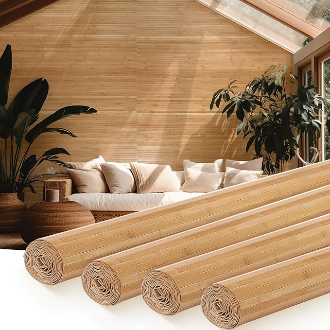 Juexica 4 Pcs Natural Bamboo Wall Panel by Juexica