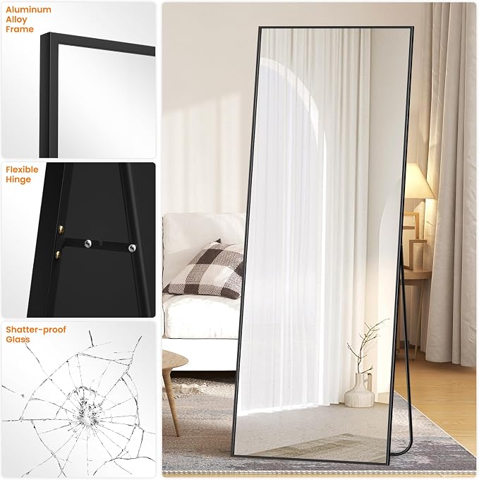 TRAHOME Full Length Standing Mirror, Free Standing or Wall Mount - Image 9
