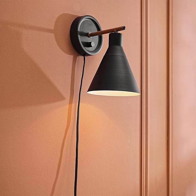 Globe Electric 51725 1-Light Dimmable Plug-in or Hardwire Wall Sconce, Matte - Image 3