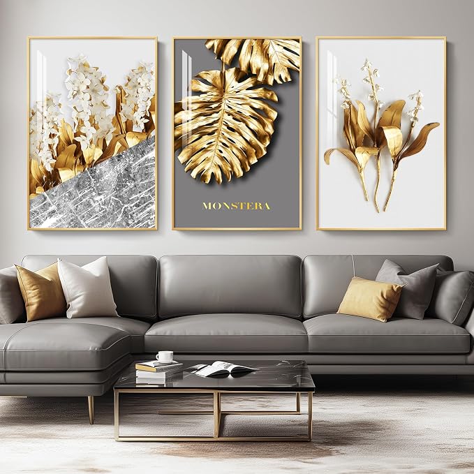 Framed Modern Luxury Large Gold Wall Art by Cuspin