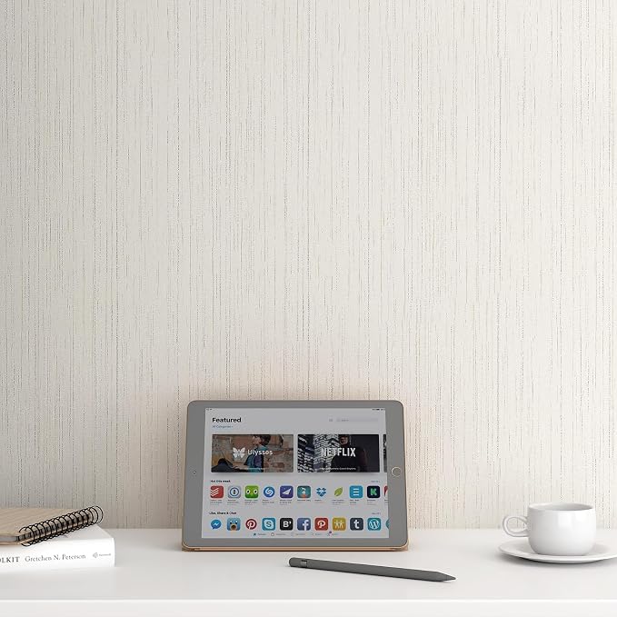 Livelynine Taupe Grasscloth Peel and Stick Wallpaper Textured Neutral Faux - Image 7