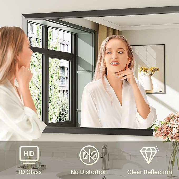 Briivue 40x36 Inch Black Bathroom Mirror - Image 4