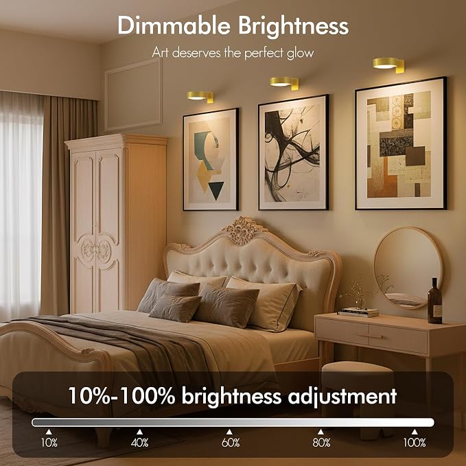 3-Pack Picture Lights for Wall, Rechargeable Battery Operated Led Painting Light - Image 3