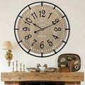 24 Inch Large Farmhouse Wall Clock, Metal Rustic Wood by Unknown