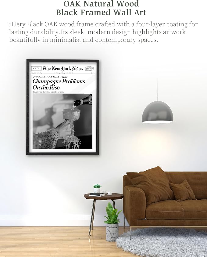 iHery Premium Natural Black OAK Wood 16x20in Champagne Problems On the Rise - Image 5