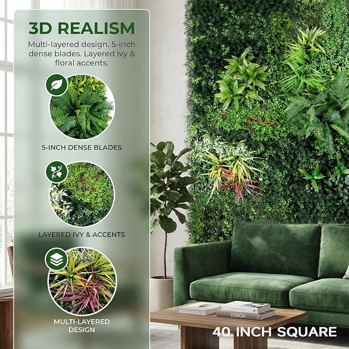 Artificial Plant Wall Panels, Faux Grass Ivy Privacy Screen Fence, Grass Wall - Image 2