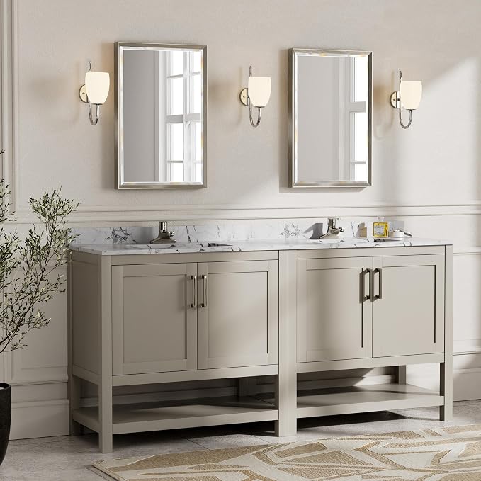Brushed Nickel Bathroom Mirror, Rustproof Rectangle Framed Mirror - Image 7
