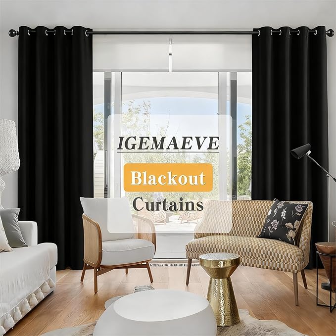 IGEMAEVE Black Out Curtains 84 Inch Long - Image 3