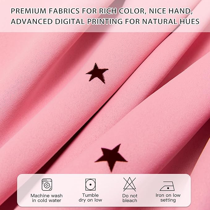 XiDi Pink Curtains for Bedroom Decor, Girls Room Blackout Curtains, Kids Room - Image 5