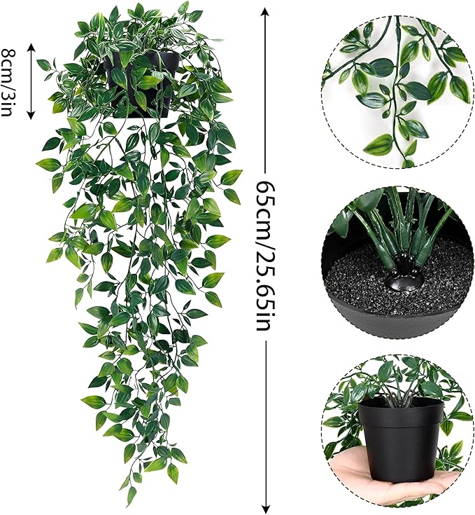 Waipfaru 2Pcs Fake Hanging Plants - Image 3