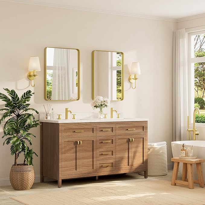 TETOTE Gold Framed Mirror for Bathroom, 22 x 30 Inch Vanity Mirror for Wall - Image 2