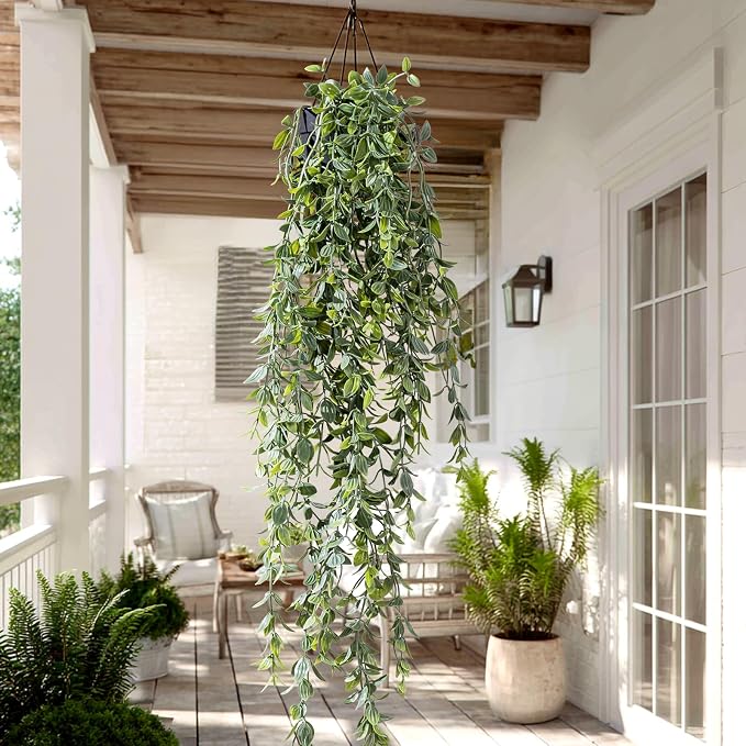 Artificial Hanging Plant 2 Pcs Faux Plant Ivy Vine Faux Eucalyptus Vines Fake - Image 5