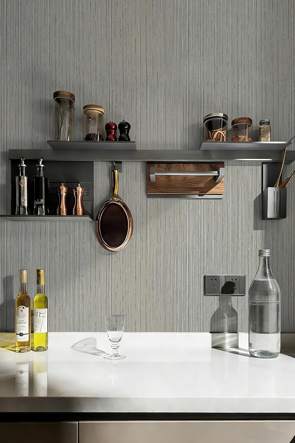 Grey Grasscloth Wallpaper Peel and Stick Textured Wallpaper - Image 8