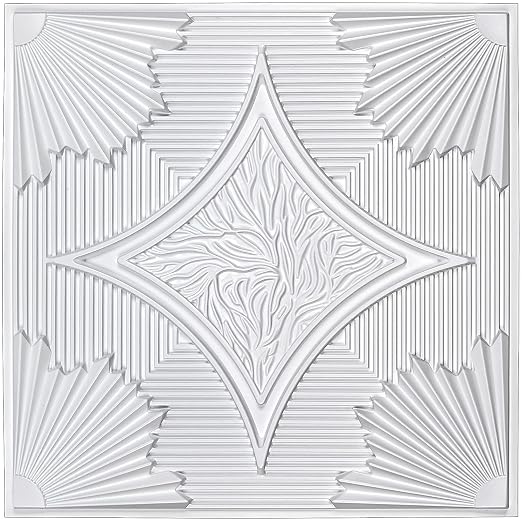Art3d Drop Ceiling Tiles 24x24 in White, 3D Wainscoting Panels Glue Up 2x2 - Image 2