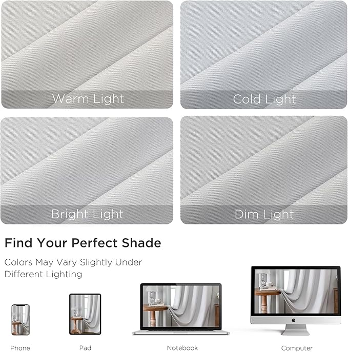 CUCRAF Grayish White Blackout Curtains 72 inch Length 2 Panels Set, Rod Pocket - Image 4