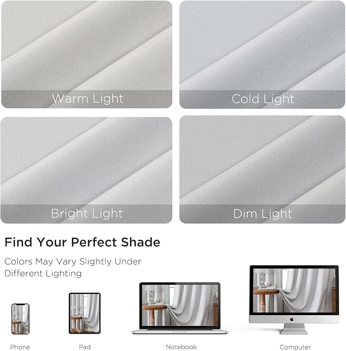 CUCRAF Grayish White Blackout Curtains 84 inch Length 2 Panels Set, Rod Pocket - Image 4