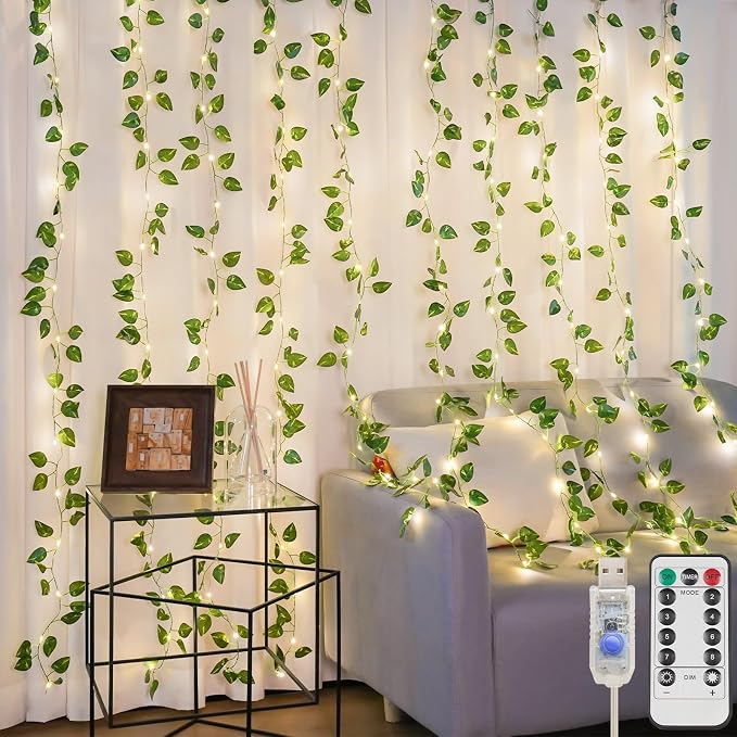 suddus Vines with Lights for Bedroom, 150 LED Fairy Lights with Vines, Pothos by SUDDUS
