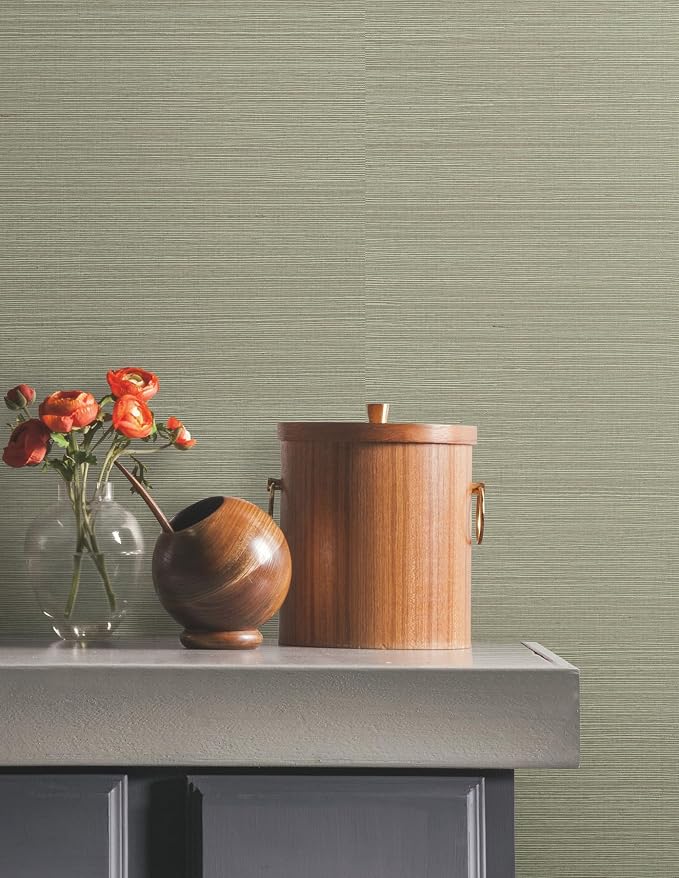 York Wallcoverings Natural Sisal Pine Peel and Stick Grasscloth Wallpaper - Image 2