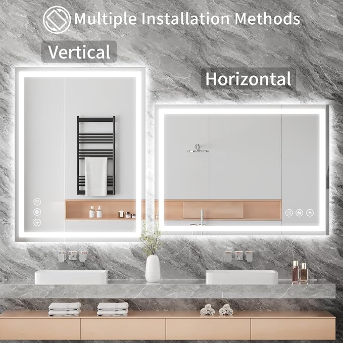 Koonmi 48"x36" LED Mirror for Bathroom, 90CRI Anti-Fog Vanity Mirror - Image 6
