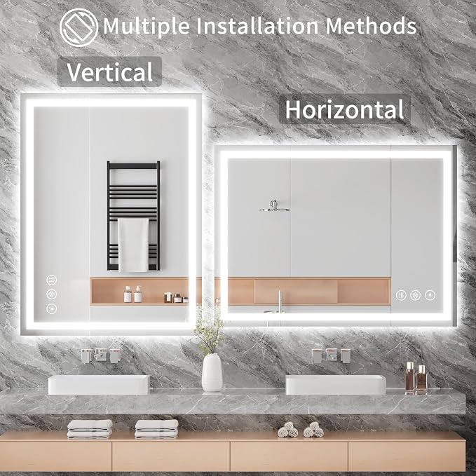 Koonmi 28"x20" LED Mirror for Bathroom, 90CRI Anti-Fog Vanity Mirror - Image 7