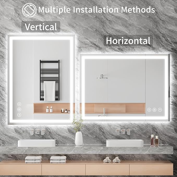 Koonmi 36"x30" LED Mirror for Bathroom, 90CRI Anti-Fog Vanity Mirror - Image 8