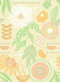 Simon&Siff Boho Wallpaper Peel and Stick, 17.3" x 480" Sun Floral Retro by SimonSiff