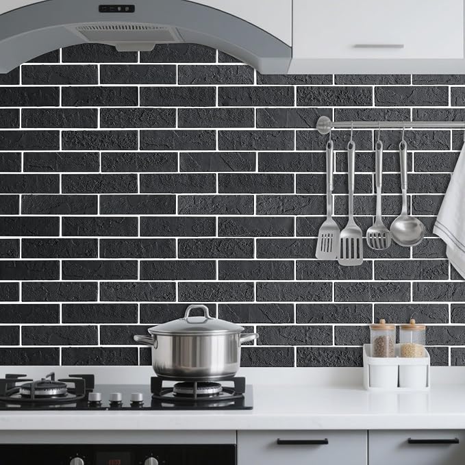 100 Pieces Old Town Black Faux Brick Wall Tiles, Clay Manufactured Thin Brick - Image 6