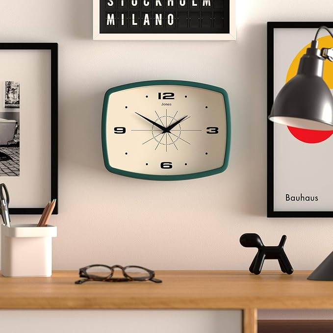 JONES CLOCKS® Movie wall Clock | Retro Rectangular Clock | 10 inch | Dark Green - Image 3
