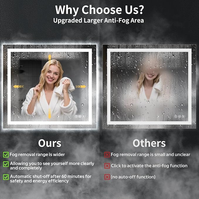 40"x36" LED Bathroom Mirror - Image 4