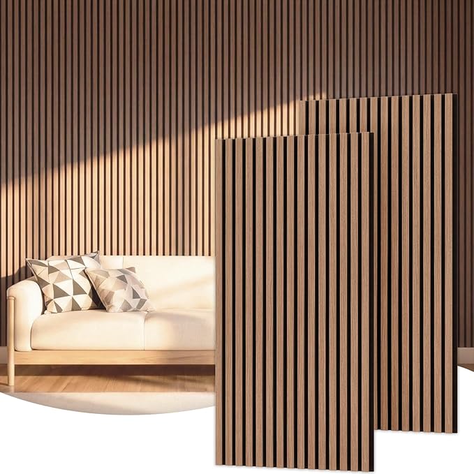 TONOR Wood Slatwall Panels, 2 Pack 47.2" x 23.6"/ 120 x60cm Acoustic Wall Panels by TONOR