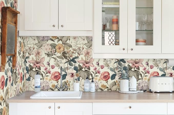 Jeweluck Floral Wallpaper Peel and Stick Vintage Floral Contact Paper Peel and - Image 9