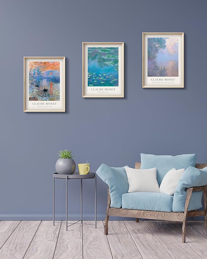 Framed Claude Monet Water Lilies Canvas Wall Art, Vintage Impressionist - Image 7