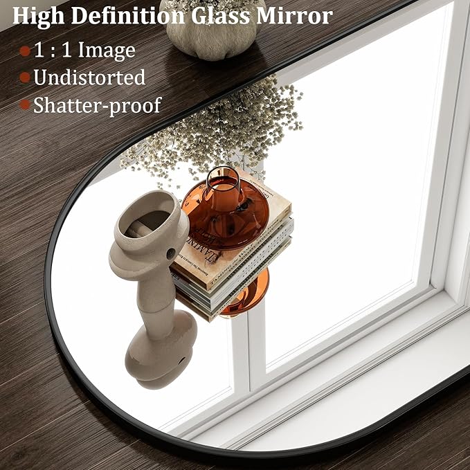 HARRITPURE Arched Wall Mirror – 26"x38" Arch Bathroom Mirror Metal Frame Vanity - Image 3
