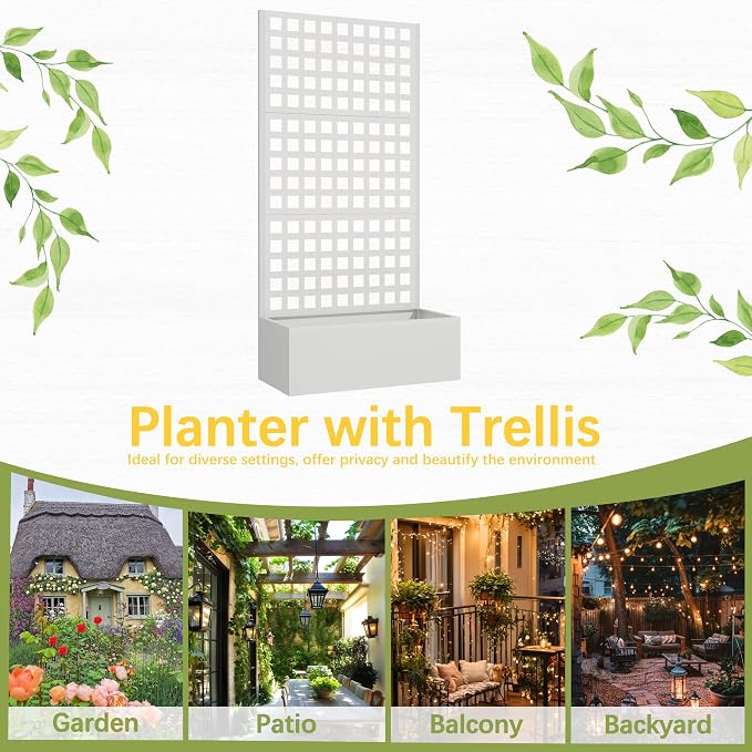 Metal Planter Box with Trellis, Planter Box Trellis with Privacy Screen and - Image 6