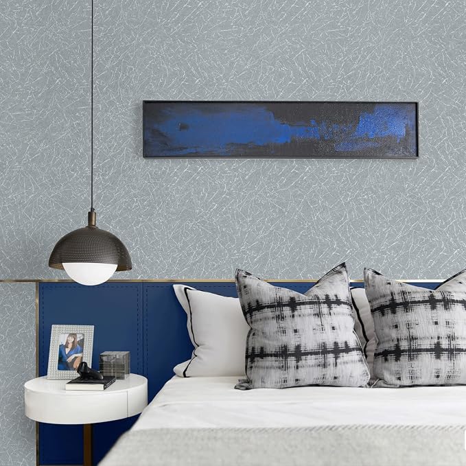 Cohoo Home Gray Peel and Stick Wallpaper Grey Silk Contact Paper - Image 7