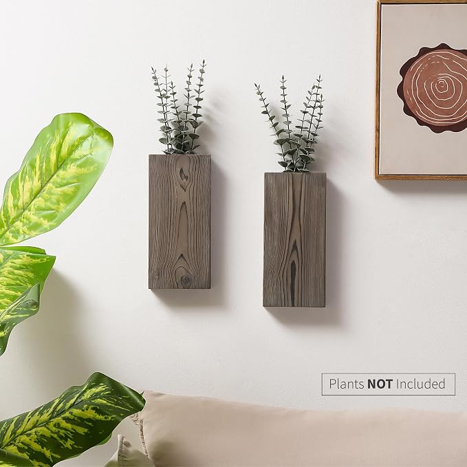 Wood Wall Planter Set of 2, Wood Wall Pocket - Image 3