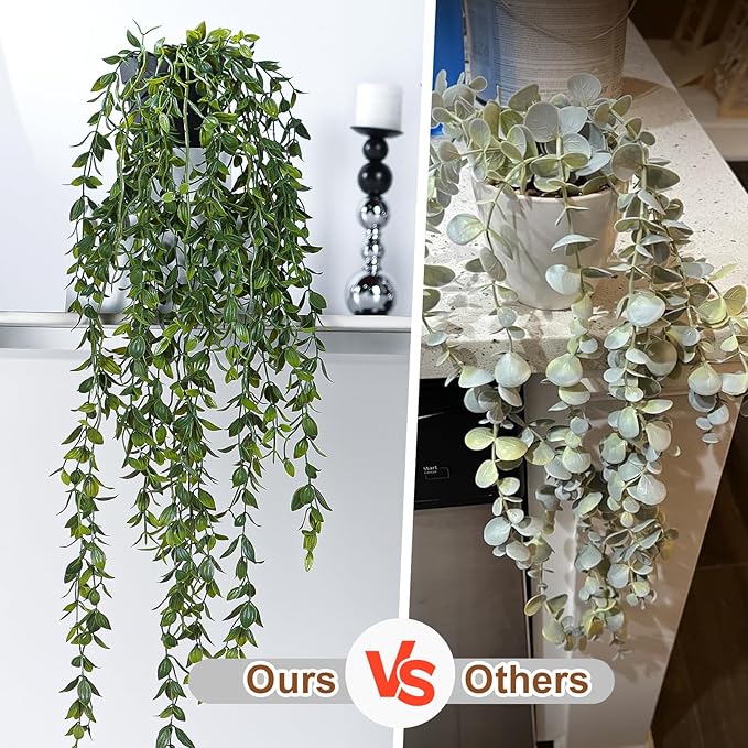 Artificial Hanging Plant 2 Pcs Faux Plant Ivy Vine Faux Eucalyptus Vines Fake - Image 3
