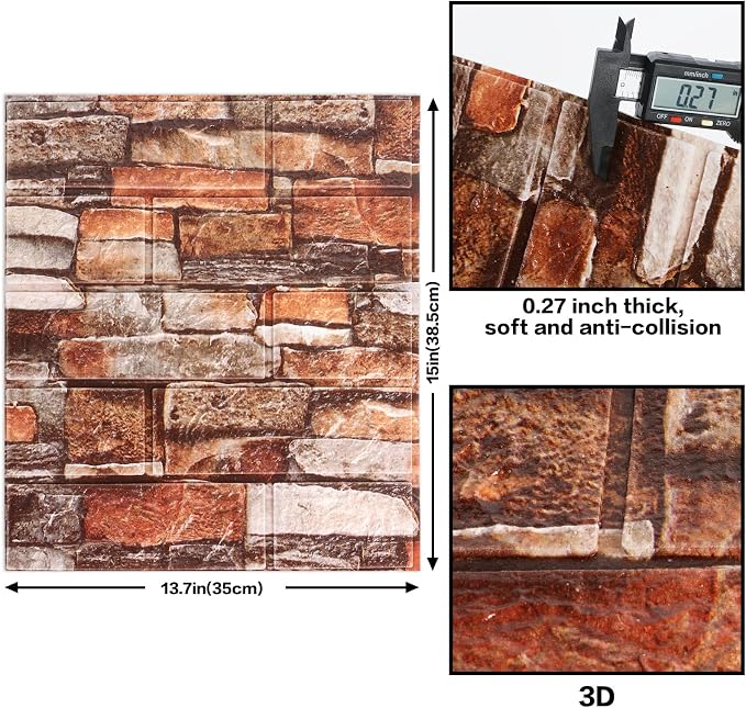 30PCS 3D Wall Panels, Peel and Stick Foam, Self-Adhesive Decorative 3D Brick - Image 4