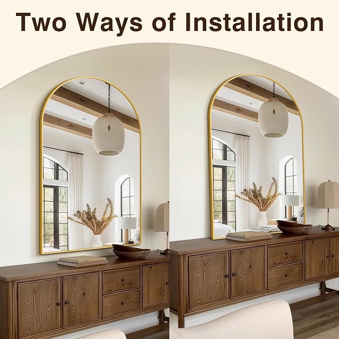 FICTOR Bathroom Mirror for Wall, Arched Vanity Bathroom Mirror for Over Sink - Image 5
