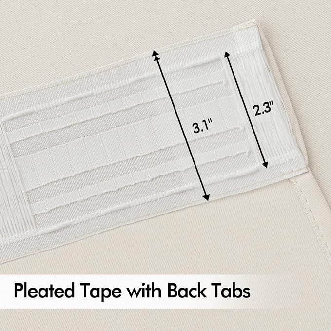 MIULEE Ivory Back Tab Blackout Curtain 96 Inch Long 2 Panels Set - Image 4