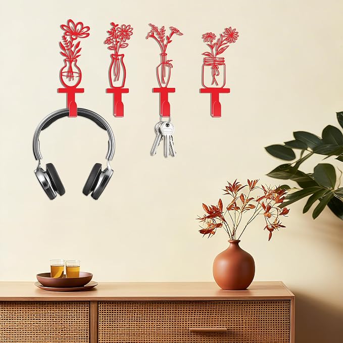 Decorative Wall Hooks, Metal Flowers Wall Decor - Image 4