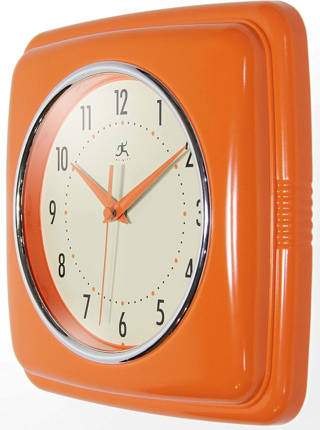 Infinity Instruments Retro – 9 Inch Square Silent Non-Ticking Mid Century - Image 2